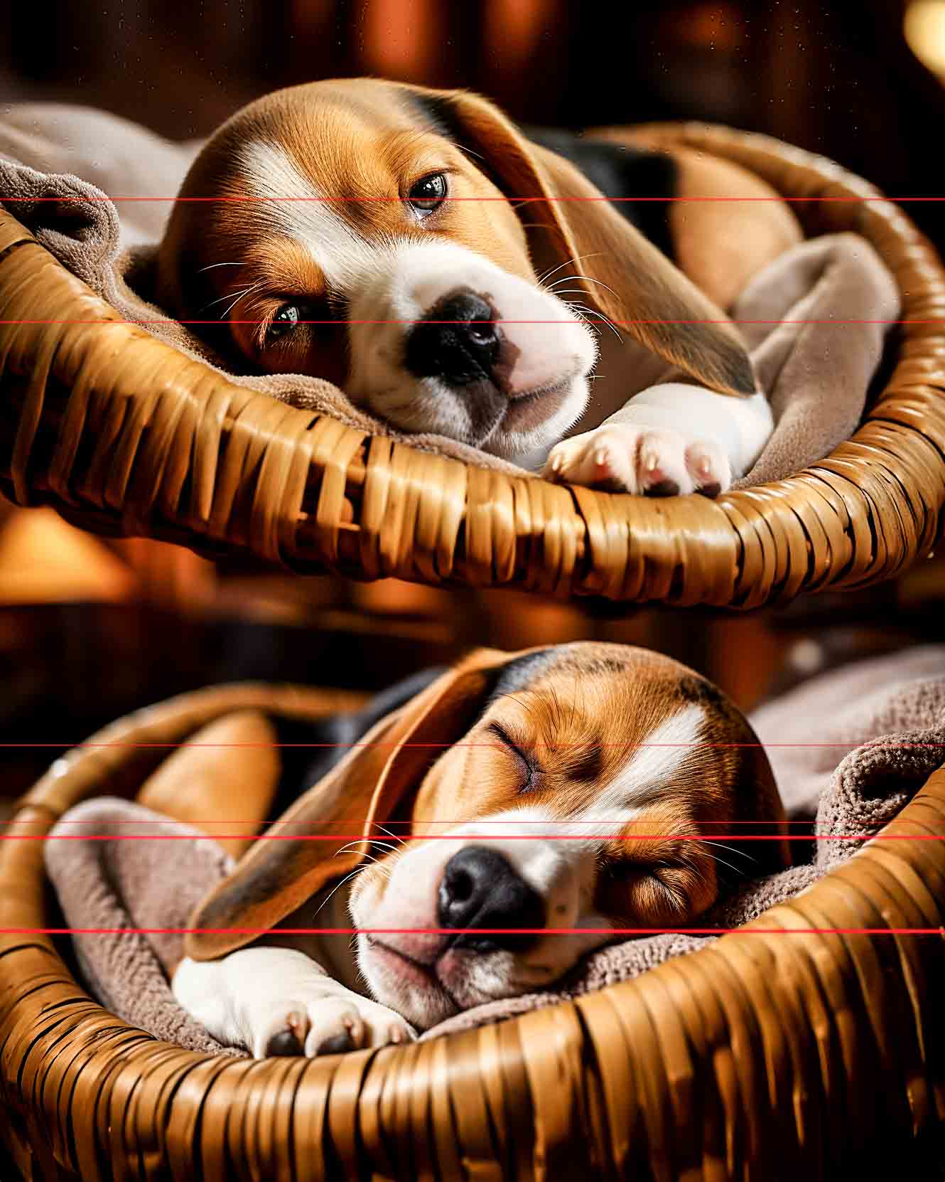 Beagle Puppy Awake and Asleep